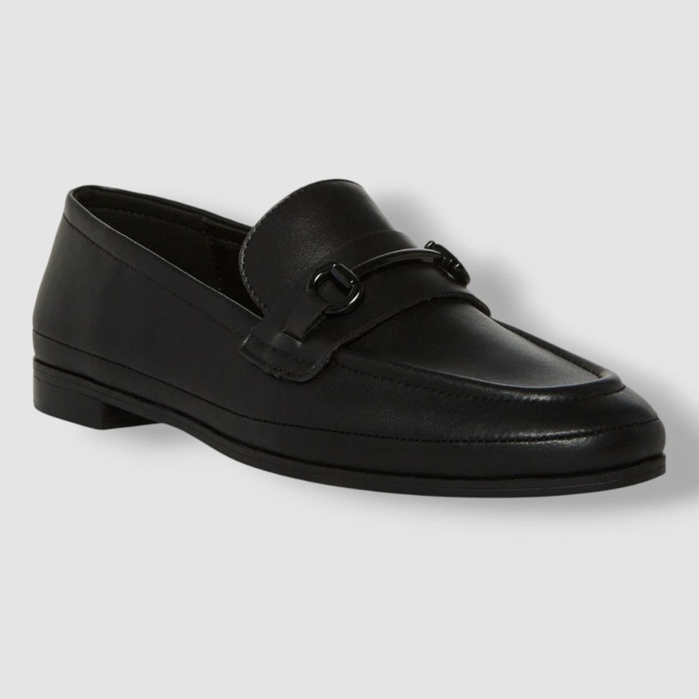 Aqua College Women's Black Leather Waterproof Bossy Slip-on Loafer Flats 7